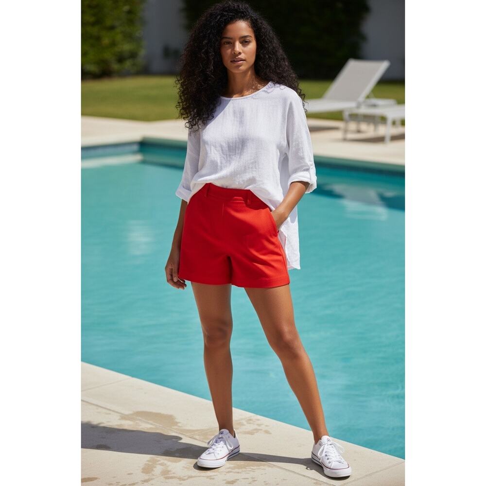 Gibson Latimer‎ Red Linen Shorts Women’s Size 8 NWT Summer Casual - Picture 3 of 6